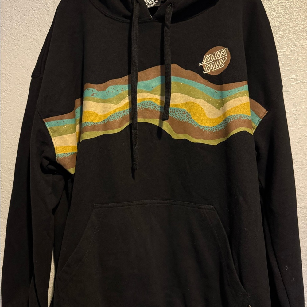 Santa Cruz Women’s Black Hoodie with Multicolor Wave Design